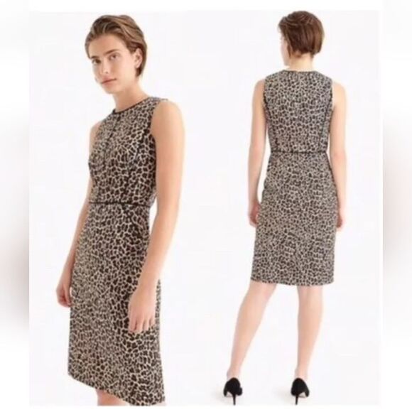 Jcrew Sheath dress in leopard bi-stretch cotton Sleeveless Midi Dress Size 6 - Picture 8 of 16